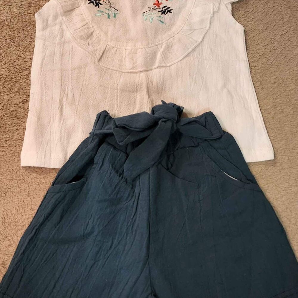 GIRLS SIZE 4 / 5 2pc SHIRT & SHORT Set Size Small Knot Shorts, Matching Set NEW - Picture 3 of 8